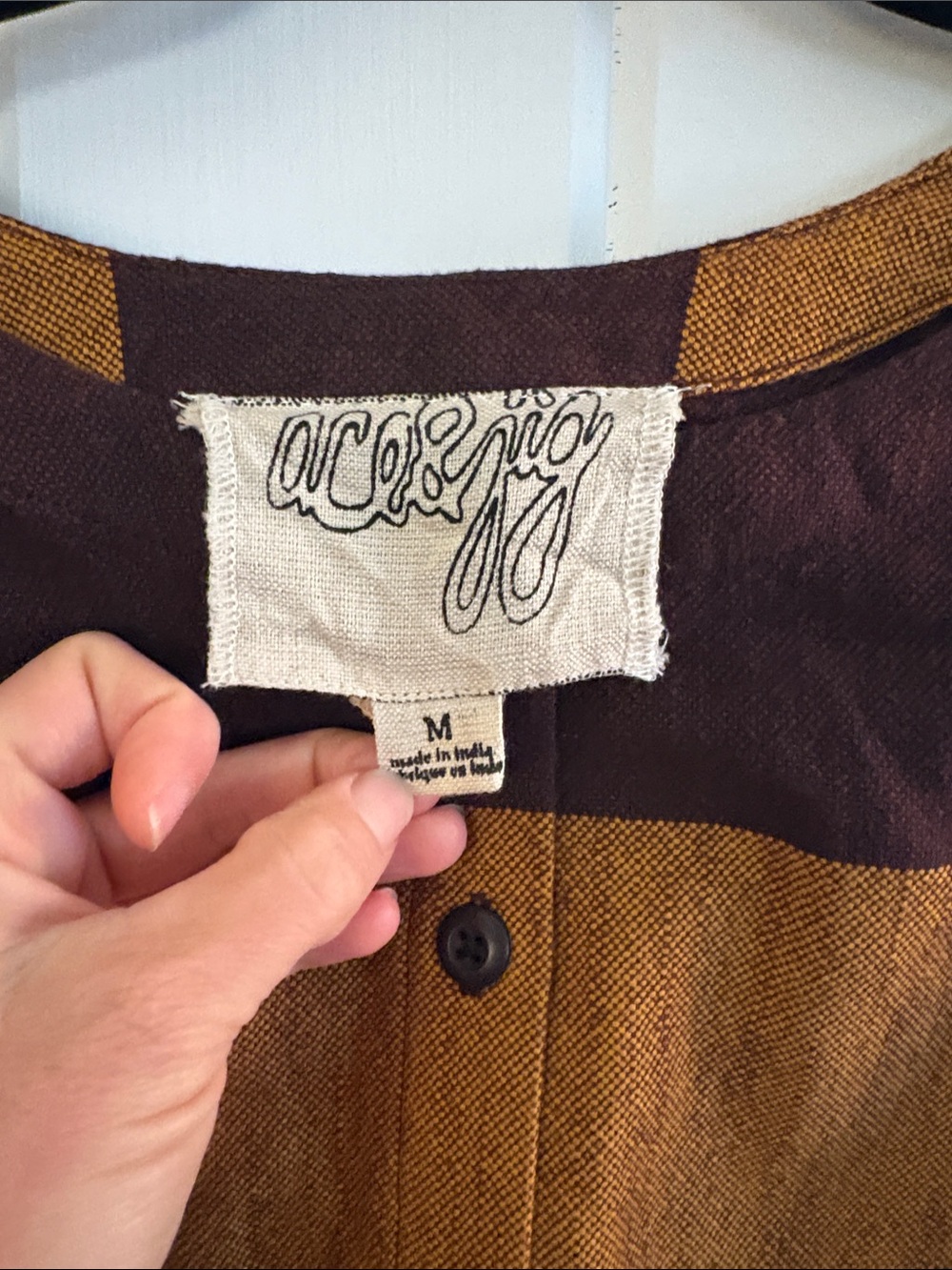 Ace &Jig Striped Button-Back top in Mustard and Burgundy - Picture 2 of 3